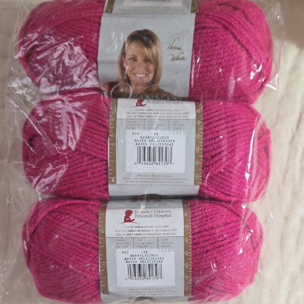 NWT Lion Brand Vanna's Choice 3-Pack #139 Berrylicious